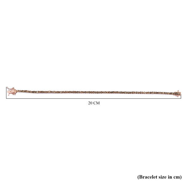 Natural Champagne Diamond Bracelet (Size - 7.5) in Rose Gold Overlay Sterling Silver 3.09 Ct, Silver Wt. 8.06 Gms