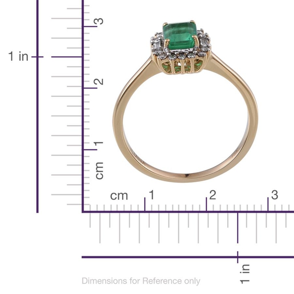 ILIANA 18K Y Gold Boyaca Colombian Emerald (Oct 1.05 Ct), Diamond Ring 1.250 Ct.