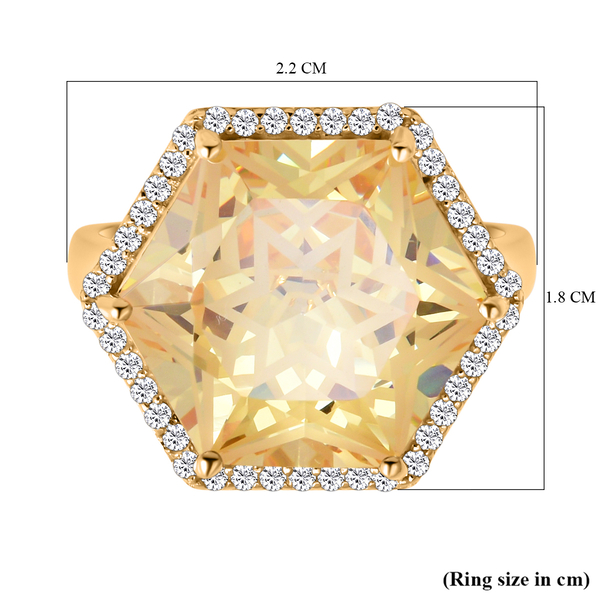 Simulated Yellow Sapphire and Natural Cambodian Zircon Ring in 14K Gold Overlay Sterling Silver