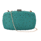 Crystal Decorative Clutch Bag with Long Chain Strap (Size 18x11x3Cm) - Green