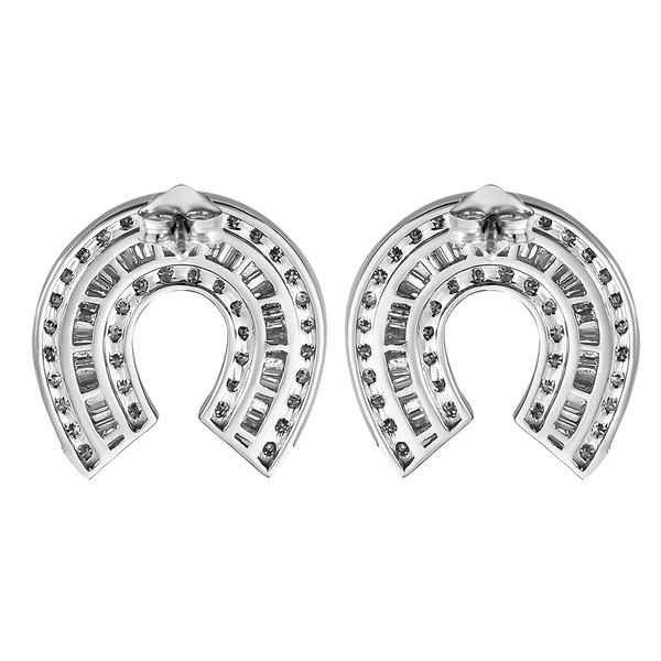 9K White Gold SGL CERTIFIED Diamond (I3/G-H) Horseshoe Earrings (With Push Back) 1.00 Ct.