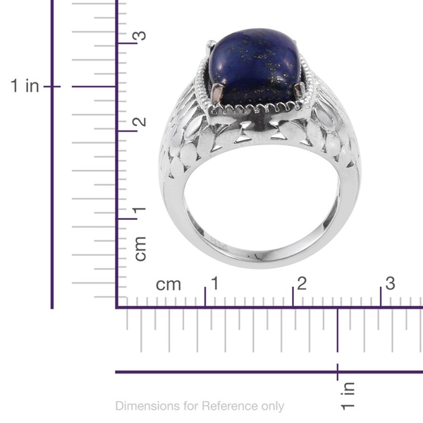 Lapis Lazuli (Cush) Solitaire Ring in ION Plated Platinum Bond 6.250 Ct.