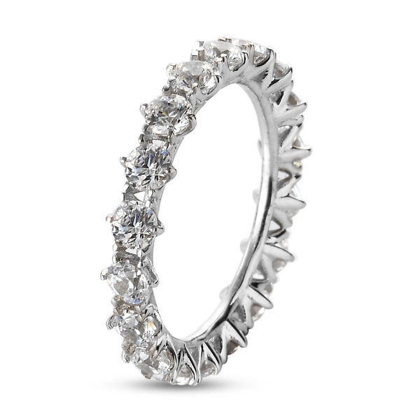 Lustro Stella Platinum Overlay Sterling Silver Full Eternity Ring Made with Finest CZ 4.42 Ct.