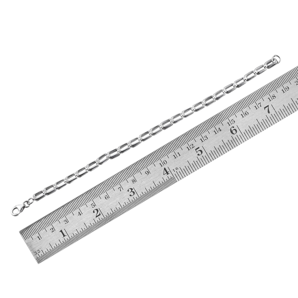 Platinum Overlay Sterling Silver Link Bracelet (Size 7.5), Silver wt 3.51 Gms.