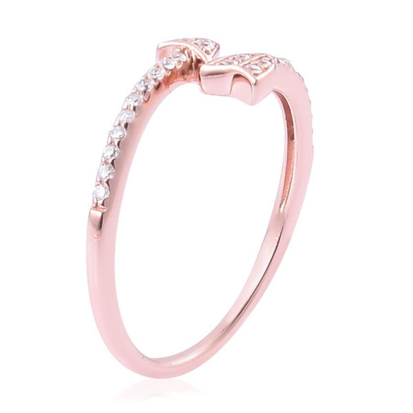 ELANZA AAA Simulated White Diamond Arrow Ring in Rose Gold Overlay Sterling Silver