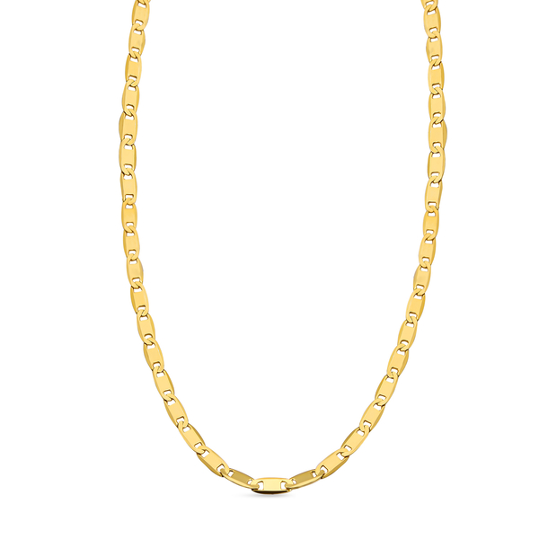 Yellow Gold Overlay Sterling Silver Mariner Link Chain (Size - 24 Adjustable) With Lobster Clasp