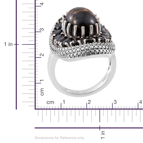 Arizona Mojave Black Turquoise (Ovl 4.50 Ct), Boi Ploi Black Spinel Ring in Platinum Overlay Sterling Silver 8.000 Ct.