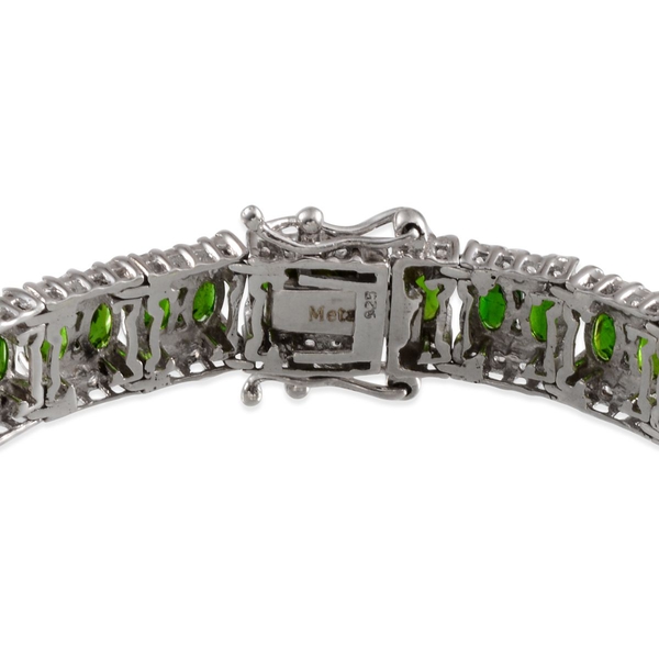 Chrome Diopside (Ovl), White Topaz Bracelet in Platinum Overlay Sterling Silver (Size 7.5) 16.000 Ct.