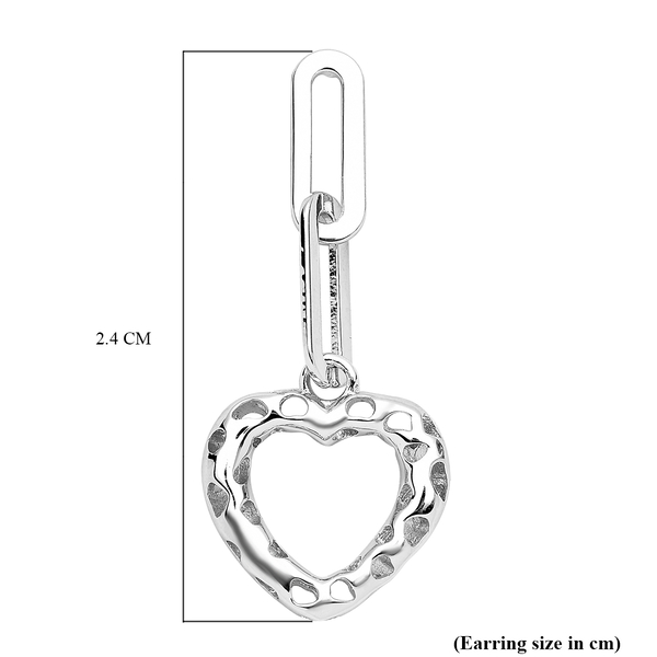 RACHEL GALLEY Amore Collection - Rhodium Overlay Sterling Silver Heart Paperclip Earrings (With Push Back)