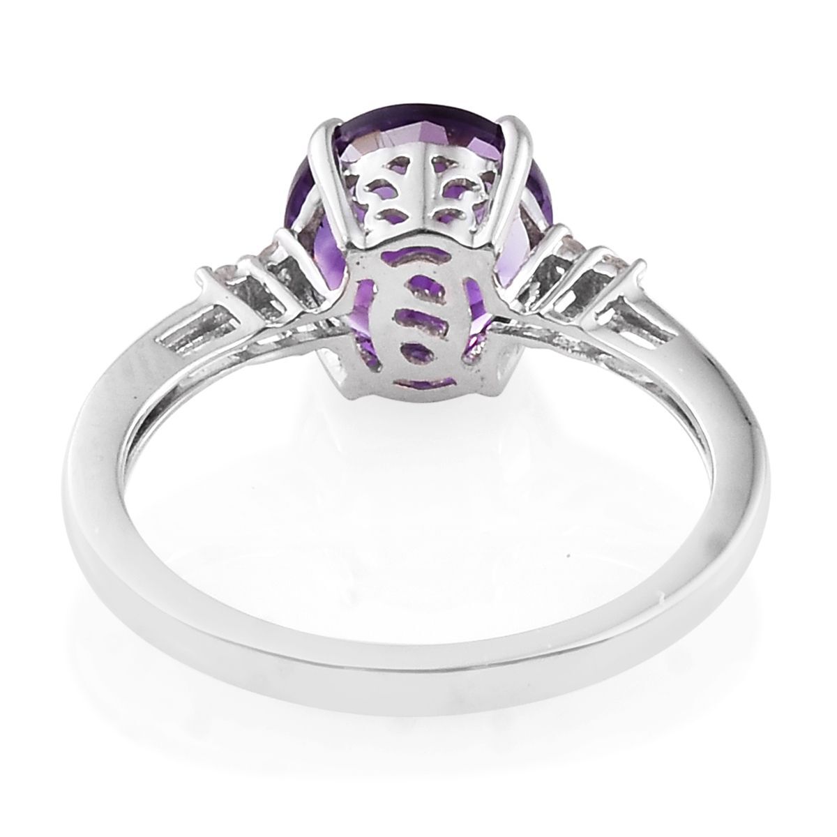 9K White Gold 1.85 Carat AA Amethyst Ring with Diamond