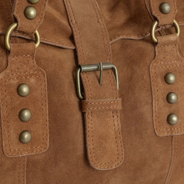 Genuine Leather Dark Chocolate Colour Handbag with Flap Buckle Closure (Size 33x24 Cm)