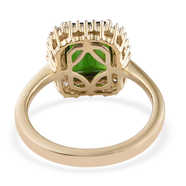 9K Yellow Gold AAA Chrome Diopside (Oct), Diamond Ring 2.500 Ct.