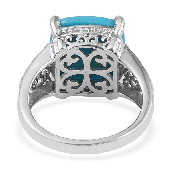 Arizona Sleeping Beauty Turquoise (Cush) Solitaire Ring in Platinum Overlay Sterling Silver 6.250 Ct.