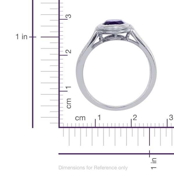 Zambian Amethyst (Ovl 1.00 Ct), Diamond Ring in Platinum Overlay Sterling Silver 1.100 Ct.
