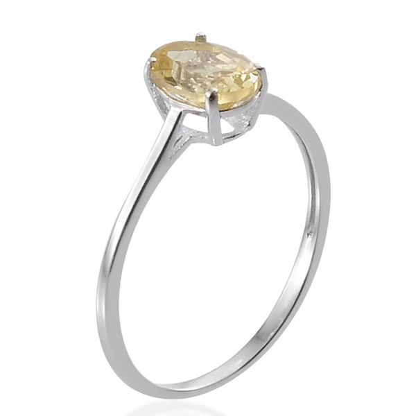Madagascar Yellow Apatite (Ovl) Solitaire Ring in Platinum Overlay Sterling Silver 1.250 Ct.