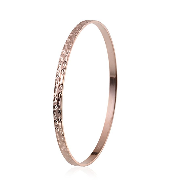 Rose Gold Overlay Sterling Silver Bangle (Size 7.5), Silver wt 8.04 Gms.