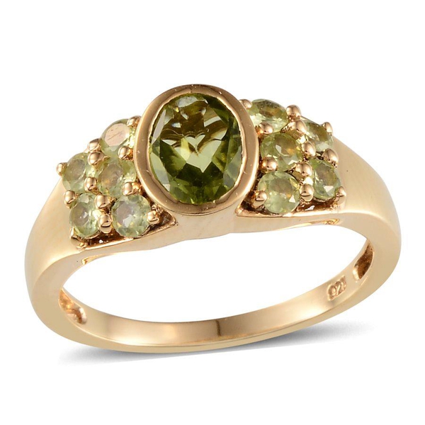 AA Hebei Peridot (Ovl 1.25 Ct) Ring in 14K Gold Overlay Sterling Silver 2.000 Ct.