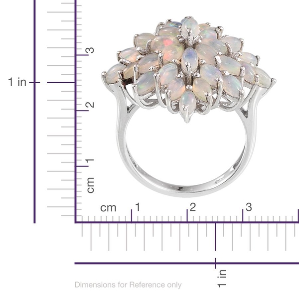 AA Ethiopian Welo Opal (Mrq) Cluster Ring in Platinum Overlay Sterling Silver 3.250 Ct.