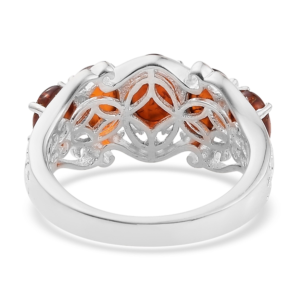 Baltic Amber (Ovl) 5 Stone Ring in Sterling Silver 1.750 Ct.