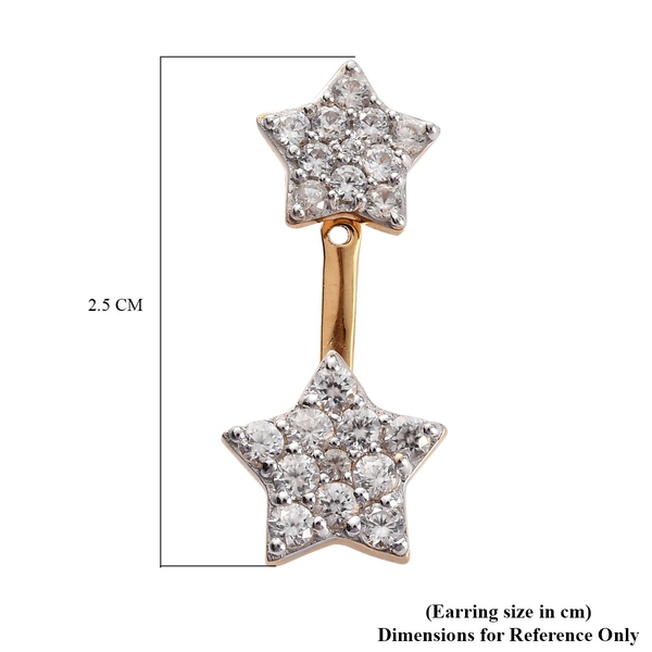Sundays Child Natural Cambodian Zircon Star Earrings in 14K Gold Overlay Sterling Silver 2.700 Ct, Silver Wt. 5.32 Gms