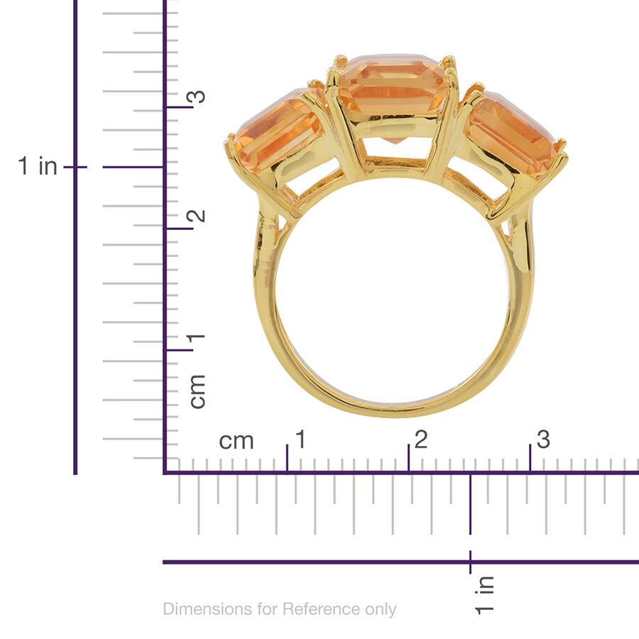 Rare AAA Uruguay Citrine (Oct 4.00 Ct) 3 Stone Ring in 14K Gold Overlay Sterling Silver 10.000 Ct.