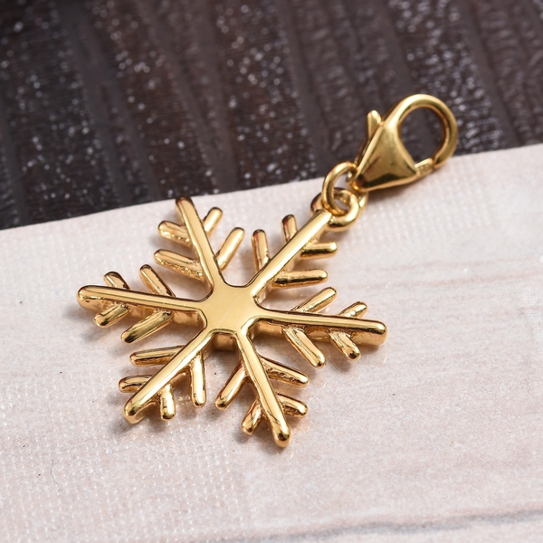 14K Gold Overlay Sterling Silver Snowflake Charm