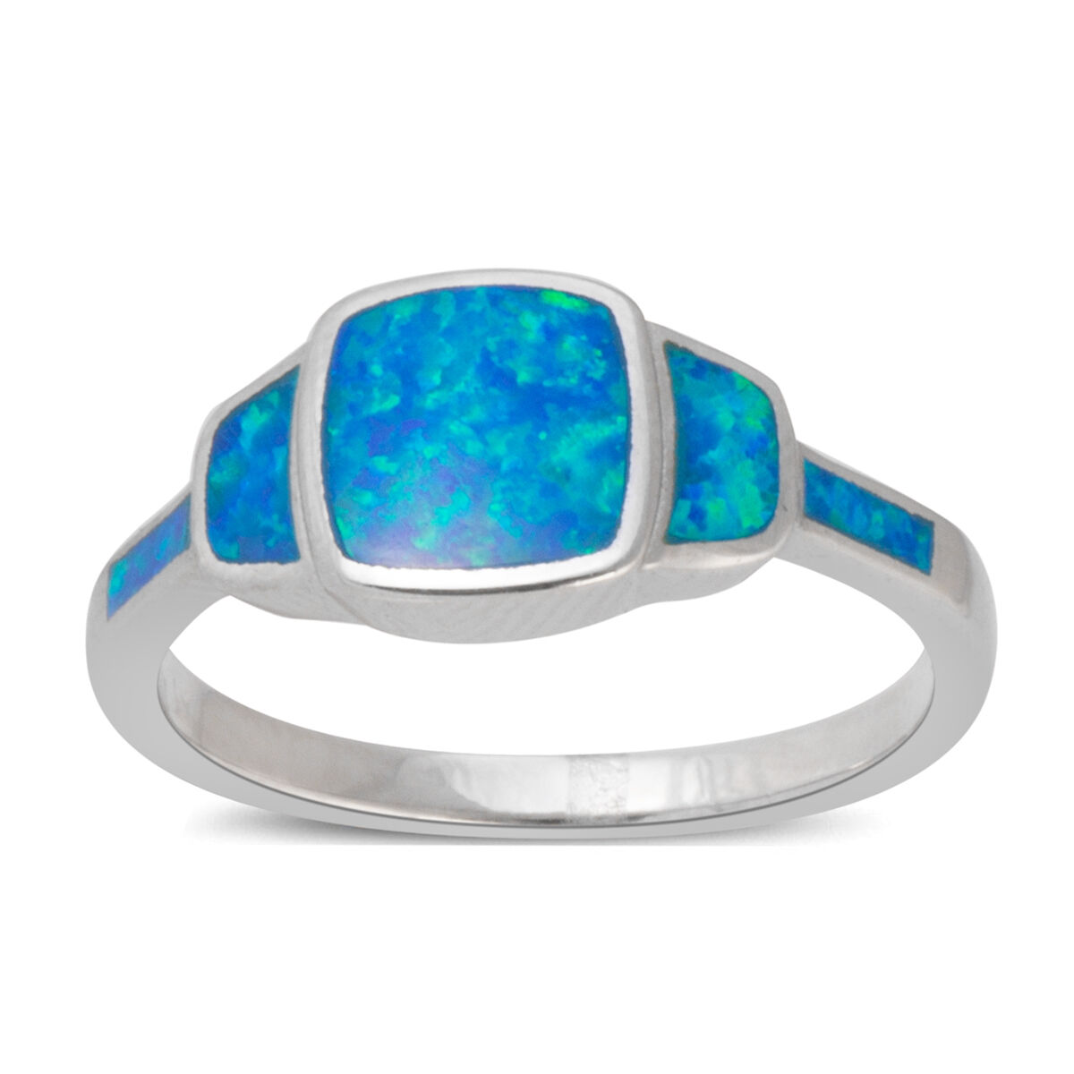 New Concept - Simulated Ocean Blue Opal Ring in Sterling Silver.