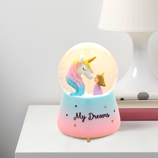Unicorn and Girl Water Globe with Music and Glitter - (Requires 3xAAA Batteries - Not Inc)