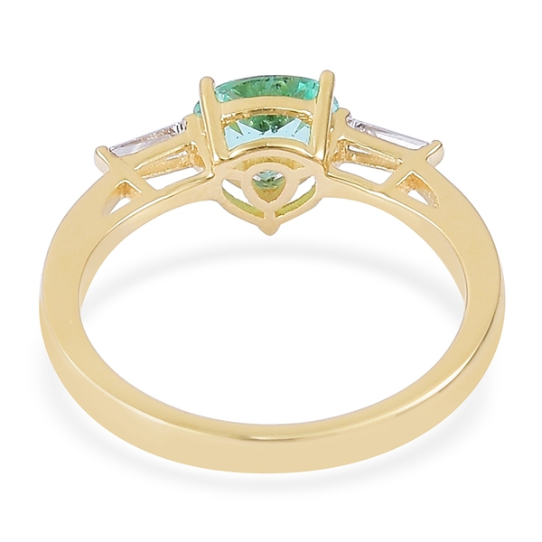 ILIANA 18K Yellow Gold 1 Carat AAA Boyaca Colombian Emerald Ring with Diamond SI G-H