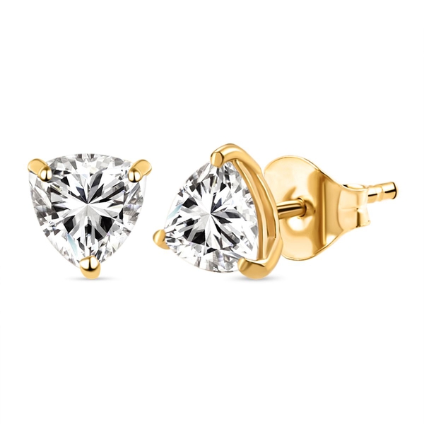 Set of 4 - ELANZA Simulated Diamond Stud Earrings (with Push Back) in 14K Gold Overlay Sterling Silver