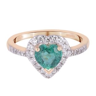 ILIANA 18K Yellow Gold AAA Kagem Zambian Emerald (Hrt), Diamond (SI/G-H) Ring 1.04 Ct.