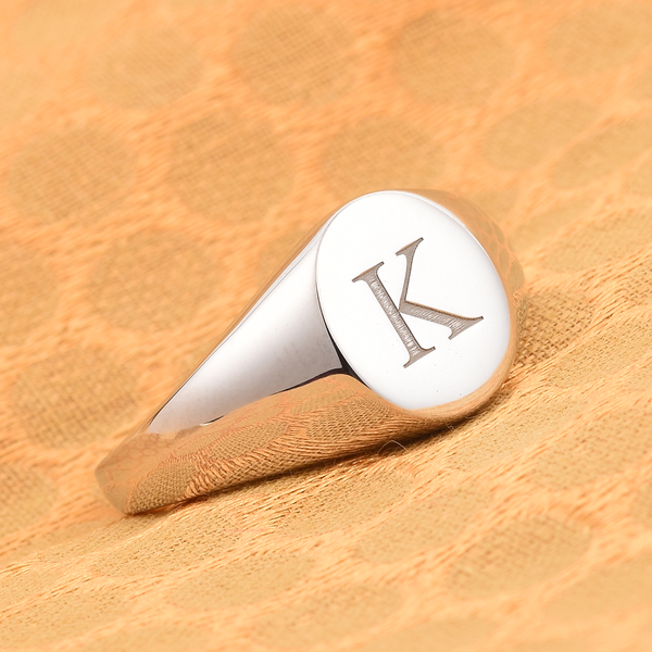 Personalised Engraved Initial Oval Signet Ring