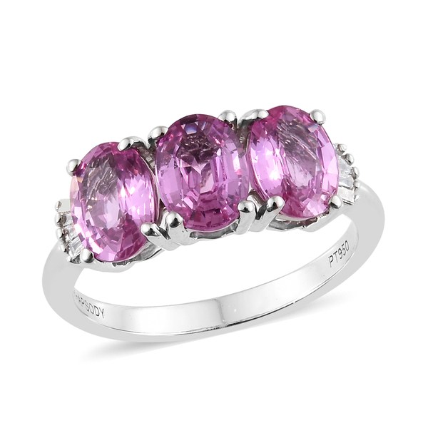 RHAPSODY Extremely Rare 2.75 Ct AAAA Pink Sapphire and Diamond VS EF Ring in 950 Platinum