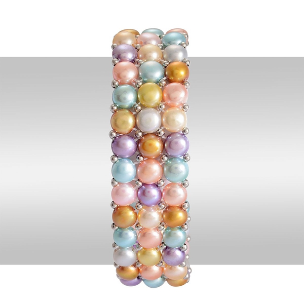 High Quality Fresh Water Multi Colour Pearl Bracelet (Size 7.5) in Silver Tone 100.00 Ct.