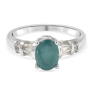Grandidierite and Natural Cambodian Zircon Ring in Rhodium Overlay Sterling Silver 1.99 Ct.