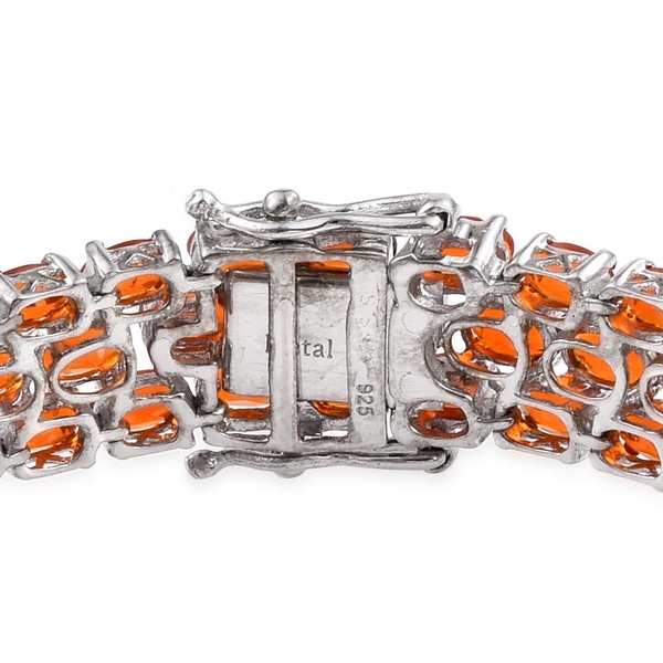 AA Jalisco Fire Opal (Ovl) Bracelet (Size 7.5) in Platinum Overlay Sterling Silver 14.750 Ct.