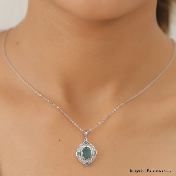 Grandidierite and Natural Cambodian Zircon Pendant in Platinum Overlay Sterling Silver 2.50 Ct.