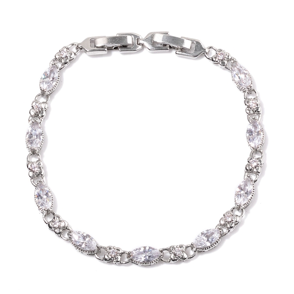 AAA Simulated White Diamond Bracelet (Size 7.5) in Silver Tone