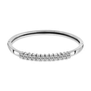 NY Close Out Deal - Simulated Diamond Bangle (Size 7.5) in Stainless Steel