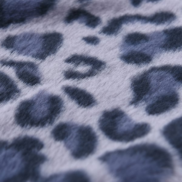 Leopard Pattern Faux Fur Hooded Scarf (Size 215x13cm) - Blue