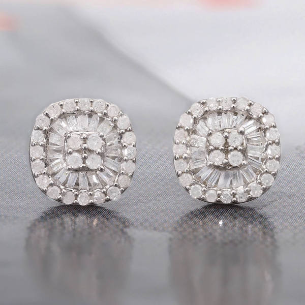 Diamond Earrings in Sterling Silver 0.51 Ct
