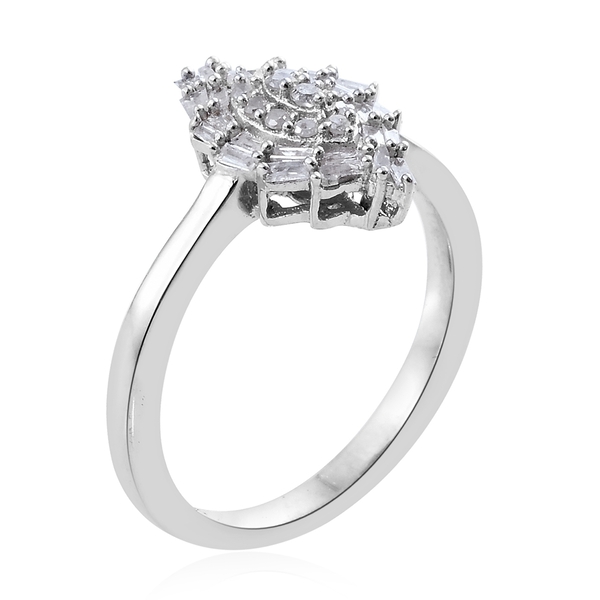 Designer Inspired- Fireworks Diamond (Rnd) Ring in Platinum Overlay Sterling Silver 0.330 Ct.