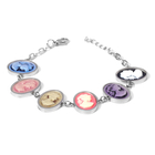 Multi Colour Cameo Bracelet (Size 7 with 1 inch Extender) in Silver Tone
