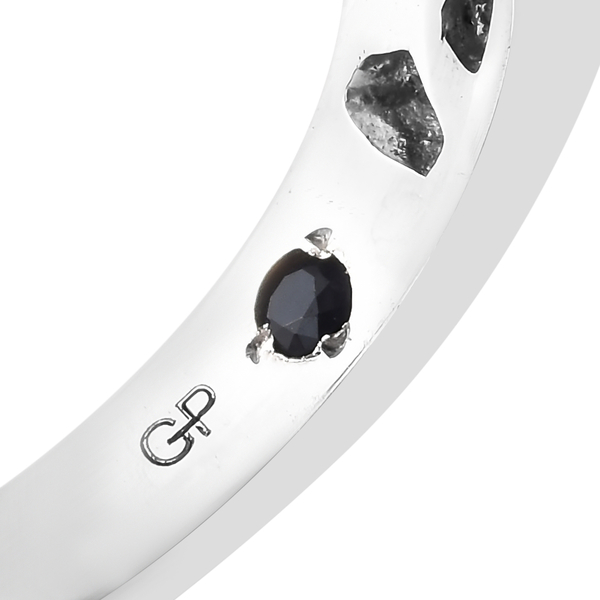 GP Blue Diamond (Sqr), White Diamond Ring in Platinum Overlay Sterling Silver 0.520 Ct