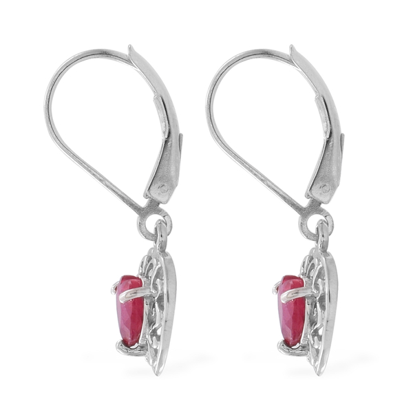 African Ruby (Hrt) Lever Back Earrings in Sterling Silver 2.000 Ct.