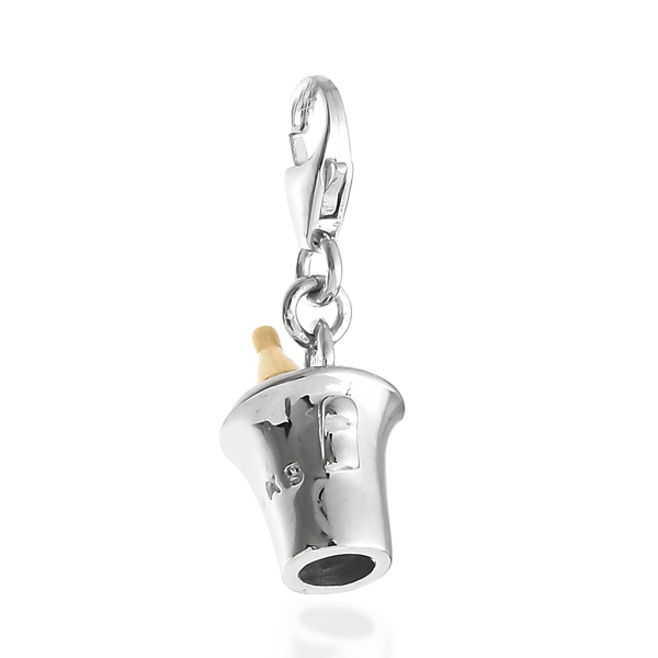 Platinum and Yellow Gold Overlay Sterling Silver Bottle in Bucket Charm