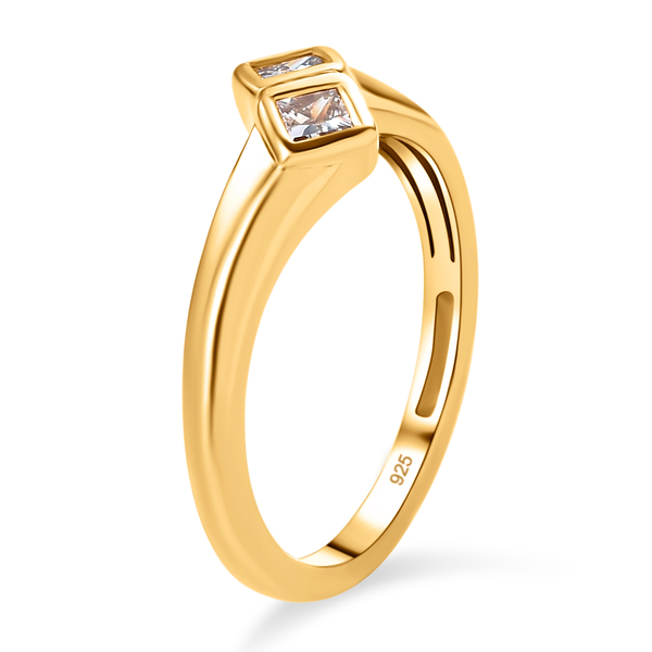 Champagne Diamond Bypass Ring in Vermeil Yellow Gold Overlay Sterling Silver 0.25 Ct.