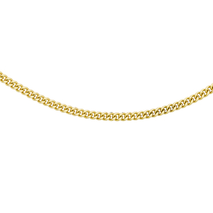 ILIANA 18K Yellow Gold Diamond Cut Curb Chain with Spring Ring Clasp (Size 20)