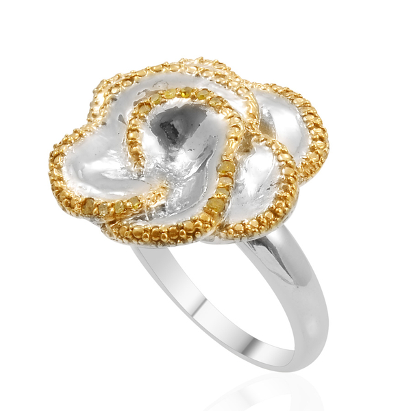 Treated Canary Diamond (Rnd) Rose-Design Ring in Platinum Bond 0.100 Ct.
