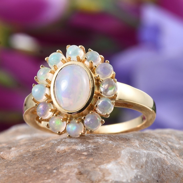 Ethiopian Welo Opal (Ovl 0.75 Ct) Ring in 14K Gold Overlay Sterling Silver 1.500 Ct.